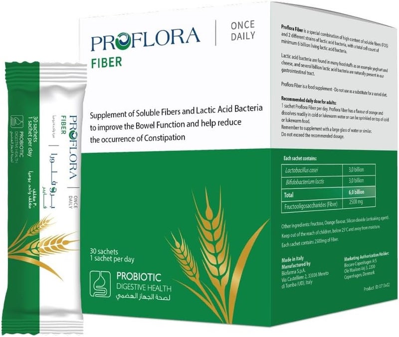Proflora Fiber Sachet with Probiotics for Regularity - 30's